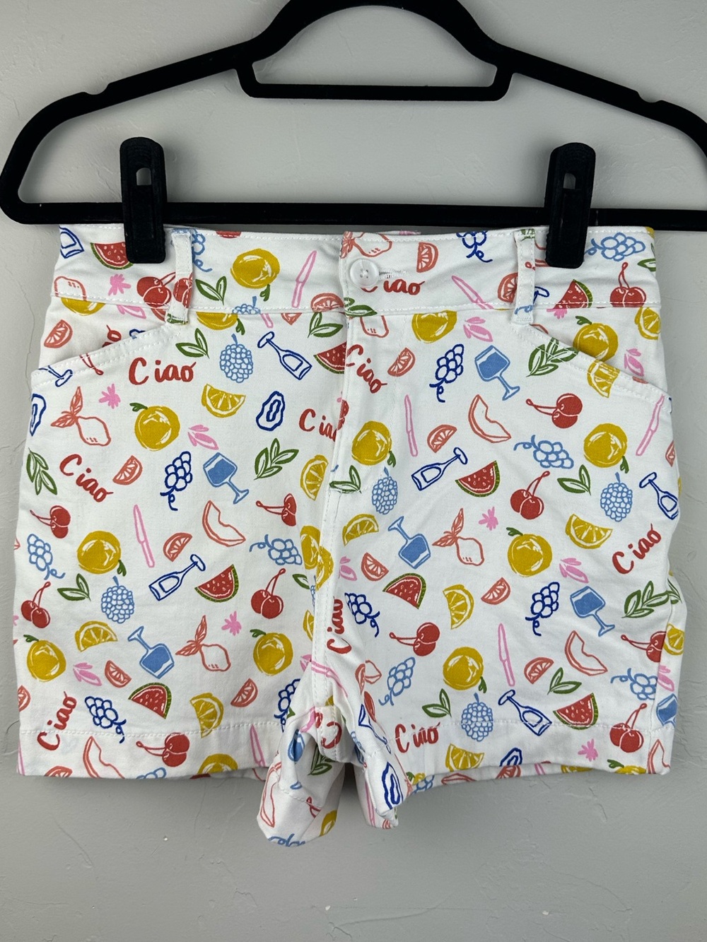 Bagatelle Ciao Italian Fruit Print Stretch Shorts Size 2